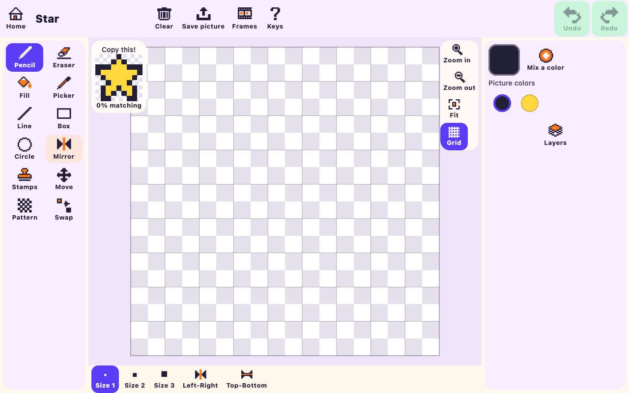 A copy-the-picture challenge with a star to copy