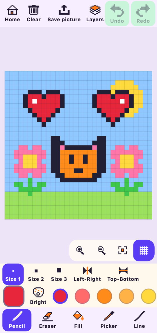 The same drawing in the Pixel Pals editor on a phone